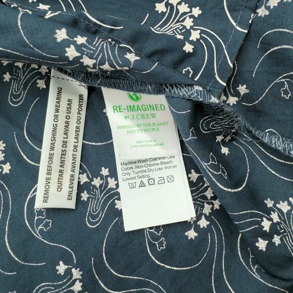 J.Crew LRG Navy Blue Short-Sleeve Smocked Dress Starry Swirl NWT - Picture 6 of 8